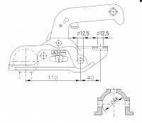 Tažná spojka WW 30-D2 pr. 45 mm, 3000 kg, vrt. 12,5 mm