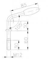 Klička držáku opěrného kolečka M12x60 mm (k držáku 48 mm)