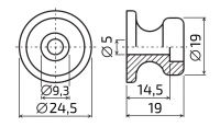 Napínací kolík (čep) k plachtě, plastový, 24x19 mm, vysoký