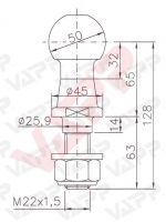 Koule ISO 50 WW KUB/50, pr. 50 mm, 3500 kg, M22x1,5