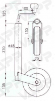 Kolečko opěrné s brzdou WW ST 48/RB/200 V (plastový disk) 150 kg