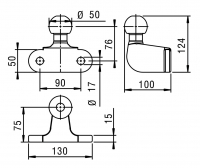 Koule ISO 50 AL-KO BC75/200 EA 90, pr. 50 mm, 3500 kg, příruba, nevhodná pro stabilizátor