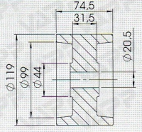 Rolna PROFI boční STOLTZ pr. 119x74,5 mm/pr. 20,5 mm, RP-54