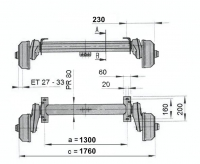 Lanovod brzdový pro KHV KNOTT 1300/1670 závit M12-M12