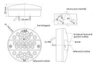 Svítilna WAS W19d/288 LED 12-24V, L/P-BL/BR/KO, kabel 2m - DOPRODEJ