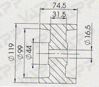 Rolna PROFI boční STOLTZ pr. 119x74,5 mm/pr. 16,5 mm, RP-53A