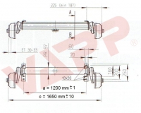 Náprava AL-KO Compact B 1200-6 (1350 kg) a=1200 mm, c=1650 mm, 2051, 112x5