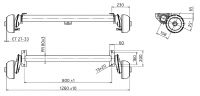 Náprava AL-KO Compact B  850-10 (1000 kg) a= 800 mm, c=1260 mm, 2051, 100x4