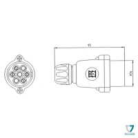 Zástrčka - vidlice 7 pól 12V plastová JAEGER
