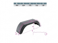 Blatník plast  8''/160 mm DOMAR černý lomený