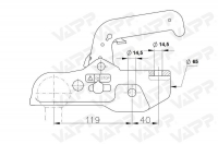 Tažná spojka WW 350 R-D pr. 65 mm, 3500 kg, vrt. 14,5 mm