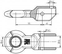 Tažné oko DIN 40 mm KNOTT (na trubku 50 mm), vrtání 14,5 mm