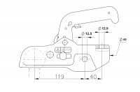 Tažná spojka WW 350 R-C pr. 60 mm, 3500 kg, vrt. 12,5 mm