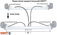 Lanovod brzdový zpevněný KNOTT 1030/1220 mm rychlomont. (s čočkou), červený