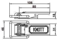 Závěr bočnic - přezka malá bez protikusu KNOTT, bez pojistky 106 mm