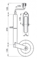 Kolečko opěrné KNOTT prům. 48 mm (plastový disk) 150 kg