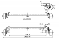 Náprava AL-KO Compact WASSER B 1200-6 (1350 kg) a=1600 mm, c=2050 mm, 2051, 112x5