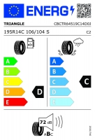 Kolo 195 R14 C 106S Triangle TR645 (950 kg) M+S, 5,5J/ ET30, 112x5