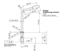 Klička držáku opěrného kolečka M12x60 mm (k držáku 48 mm) prodloužená 150V/200V