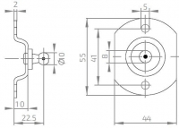 Konzola k plynové vzpěře plochá 41x22,5mm, kulový čep pr. 10mm, ocel