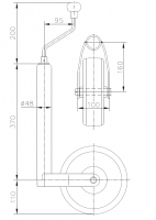 Kolečko opěrné Winterhoff ST 48/C/240 (plastový disk) 150 kg