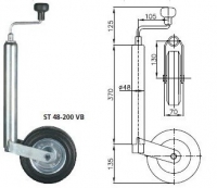 Kolečko opěrné Winterhoff ST 48-200 V (plechový disk) 150 kg