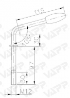 Klička držáku opěrného kolečka M12x100 mm (k držáku 60 mm)