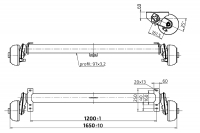 Náprava AL-KO Compact B 1200-6 (1350 kg) a=1200 mm, c=1650 mm, 2051, 112x5