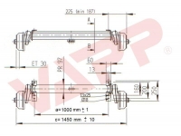 Náprava AL-KO Compact B 1600-3 (1500 kg) a=1000 mm, c=1450 mm, 2051, 112x5