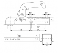 Tažná spojka Winterhoff WW 8-E, 800 kg, 50x50 mm, H10V10